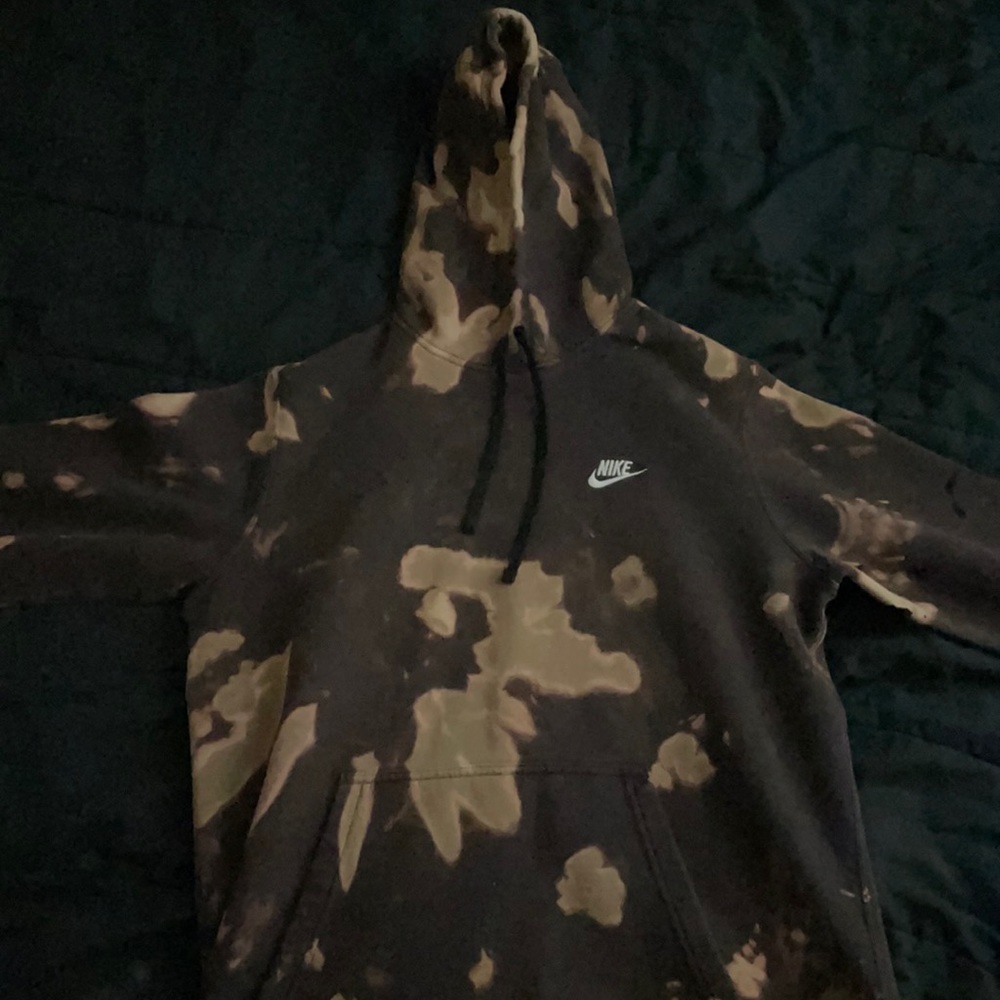 Nike Hoodie Bleach Tie Dye Black and Brown NEW